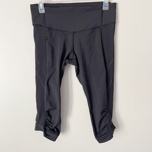 Lululemon Size 8 Black Stop At Nothing Reflective Mid Rise Crop Cropped Leggings